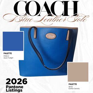 Coach Blue Leather Tote • Structured Carryall • Complete Set w/ NEW Accessories
